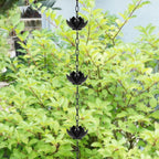 rifachua 8.5ft black lotus rain chain for gutter, side view