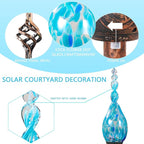 Solar Garden Lights Outdoor, Decorative LED Flame Garden Stakes, Hand Blown Glass and Outdoor Waterproof Glass Stakes (Light Blue)