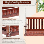 Outdoor Wooden Porch Swing 4Ft Patio Porch Swing Bench 800 LBS Load-Bearing Capacity Swing Chair Two-Person Seating with Adjustable Hanging Chains, Durable Swing Bench for Courtyard, Garden, Backyard