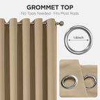 Joydeco Blackout Patio Sliding Door Curtains 84 Inches Long, Grommet Privacy Room Divider Curtains, Extra Wide Thermal Blackout Drapes for Bedroom Living Room (Light Beige, 100Wx84L, 1 Panel)