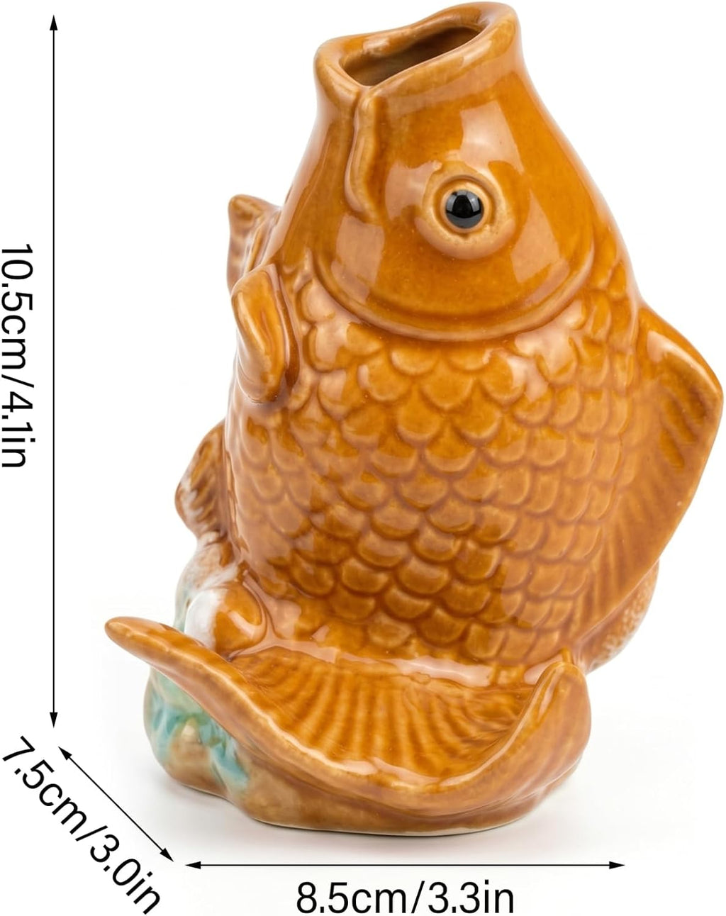 Ceramic Koi Fish Pond Spitter, Style 2, for Small Ponds | Lifelike Koi Design, Fits Small Ponds, Ideal for Garden Landscape Upgrades
