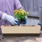 Suream Window Box Herb Planters, 3 Pack 16 x3.8 Inch Indoor Rectangle Succulent Cactus Plant Pots with Saucer, Modern Plastic Flower Container for Windowsill, Garden Balcony, Home Office Outdoor Decor