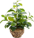 15" fake broad leaf plant seagrass basket tabletop, main product view