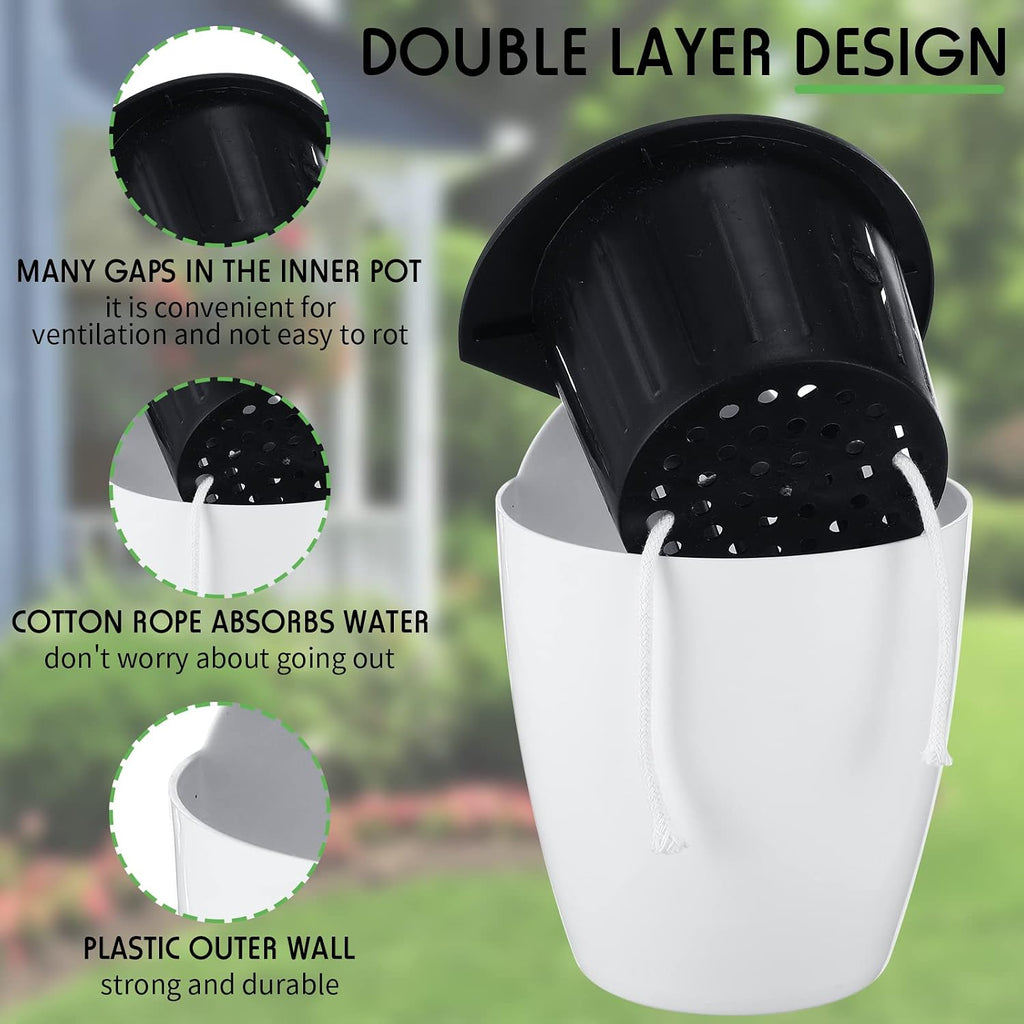 yungyan 20 sets 5" self watering hanging planter, side view