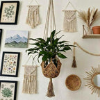 Shappy 2 Pack Jute Crochet Long Plant Hanger for 3 Inch to 12 Inch Pots, Macrame Plant Holder Rope with S Shaped Hooks for Halloween Home Decor (Brown)