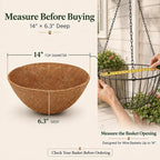 Sinimaka Coco Liners for Planters 14 Inch, 6 Pack Round Hanging Basket Liners, Coconut Fiber Liners for Planters Flowers Garden