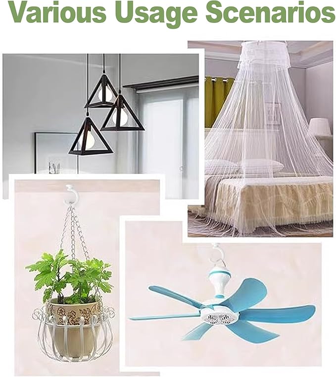4pcs Ceiling Hooks for Hanging Plants,Hanging Lights Metal Small Hooks,Indoor Outdoor Wall Heavy Duty Plant Hanger Swag Hook