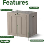 EasyUp 35 Gallon Resin Deck Box Waterproof, UV Resistant Outdoor Storage Box for Delivery, Patio, Garden, and Porch,Striped Gray