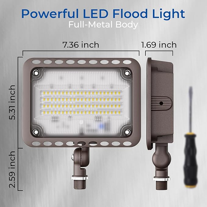 CINOTON 65W LED Flood Lights Outdoor, IP65 Waterproof Exterior Security Wall Lights with 180°Knuckle, 9100LM 120V Outside Aluminum Lighting Fixture for Patio Porch Barn Garden 5000K 4 Pack, UL Listed