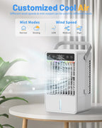 portable air conditioners, 4-in-1 evaporative air cooler, portable, side view