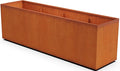 Plantercraft Large Rectangular Planters for Outdoor Plants | 96x24x30 Inch Extra Large Corten Steel Planter Box for Patios and Privacy Screens | Heavy Duty Metal Planter