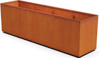 Plantercraft Large Rectangular Planters for Outdoor Plants | 96x24x30 Inch Extra Large Corten Steel Planter Box for Patios and Privacy Screens | Heavy Duty Metal Planter