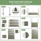 Casaphoria Metal Privacy Screen Outdoor, 72" H x 47" W Freestanding Decorative Privacy Screen for Patio Deck Balcony Garden with Stable Base, Green-Helen