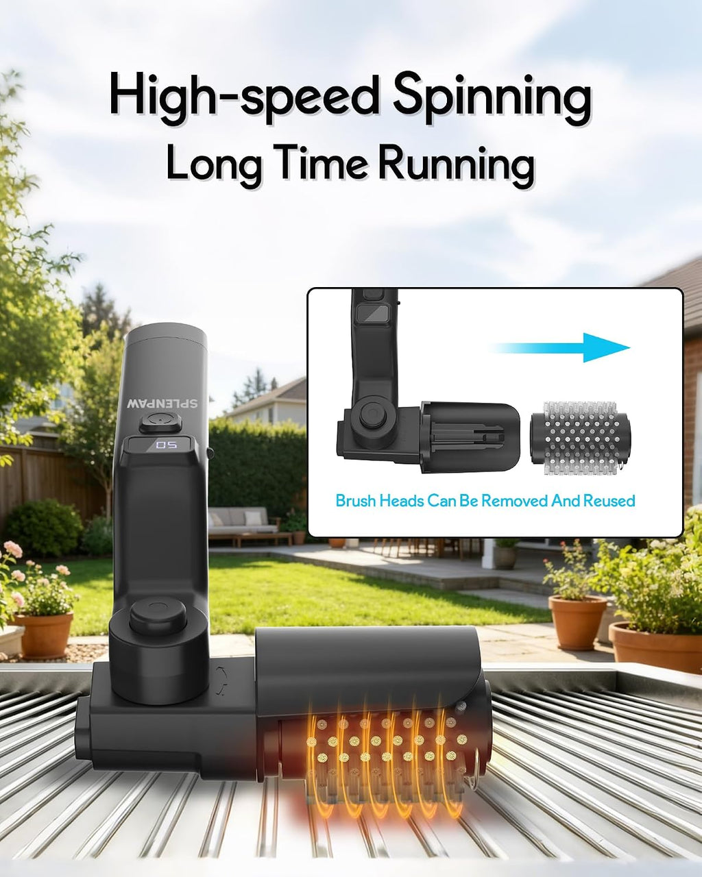Upgraded Cordless Spinning Electric Grill Brush | 4000mA Battery, 500 RPM, 4 Speed, 180° Adjustable, Fits All Grill Grates, Cleaning And Polishing, Outdoor BBQ Grill Cleaning
