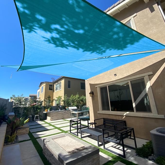 SUNLAX Sun Shade Sail 16' x 21' x 26.4' Turquoise Blue Rectangle Canopy Sail Shade Cover UV Block Permeable Sunshade Outdoor for Patio Backyard Deck Pergola (We Make Custom Size)
