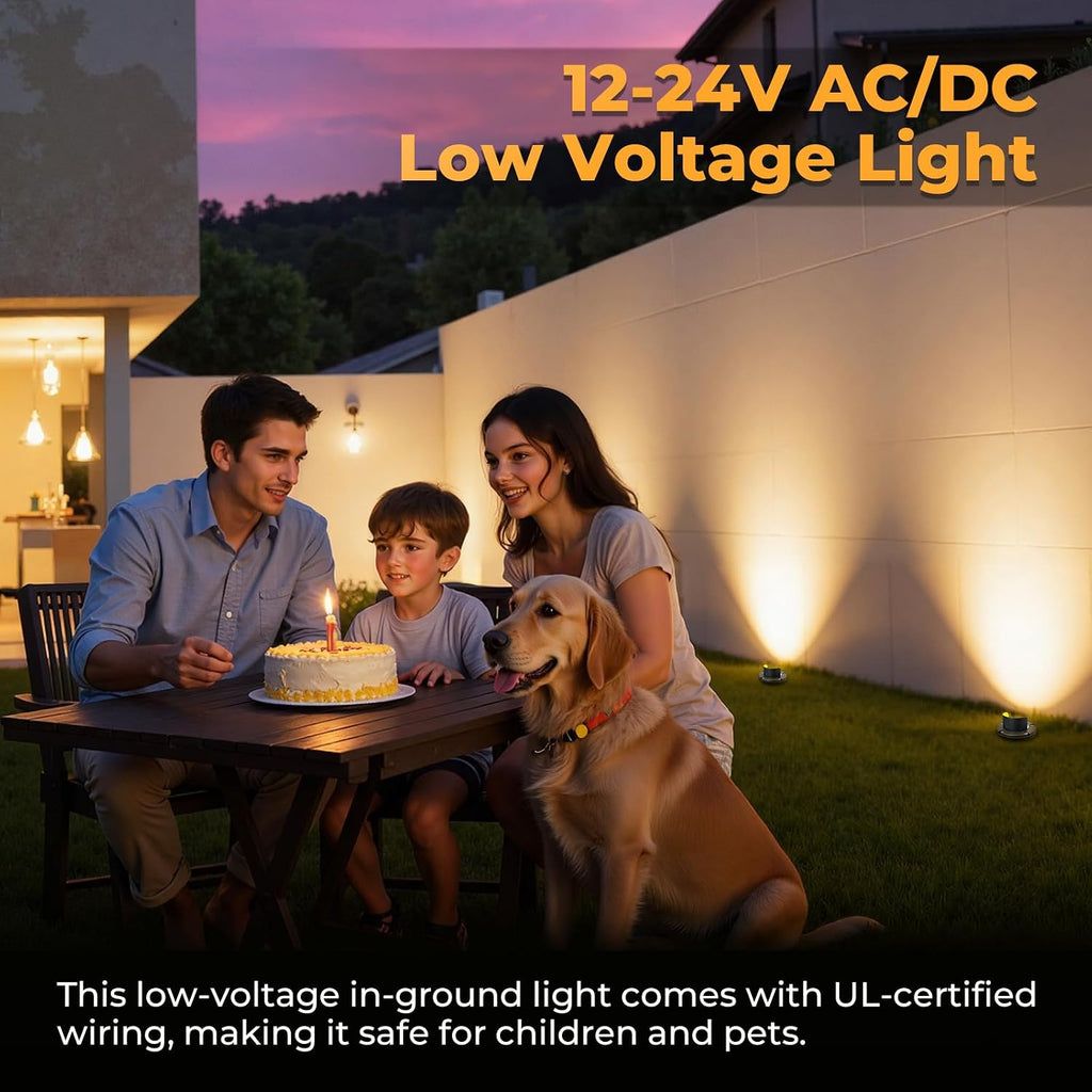 Brass Well Lights Outdoor 12-Pack, 12V Shielded LED Low Voltage In-Ground Landscape Lighting for Yard, Waterproof Bronze Up Light Fixture for Tree, Fence, Wall (Bulbs Not Included)