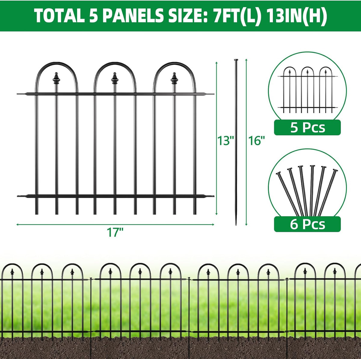 garden fence animal barrier - 5 panels, 13 shown in use