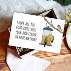 Funny Birthday Card for Bird Watcher, Bird Feeder Birthday Card for Mom Dad, I Hope All The Good Birds Visit Your Bird Feeder on Your Birthday