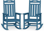Oversized Outdoor Rocking Chairs Set of 2, High Back Outdoor Rocker Chair, HDPE Rocking Chairs for Patio, 380lbs Weight Capacity, Navy Blue