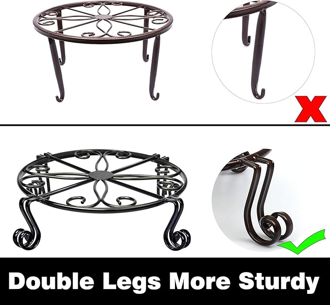 Black Plant Stand for Flower Pot Heavy Duty Potted Holder Indoor Outdoor Metal Rustproof Iron Garden Container Round Supports Rack for Planter Bronze, Pumpkin Stand Outdoor……