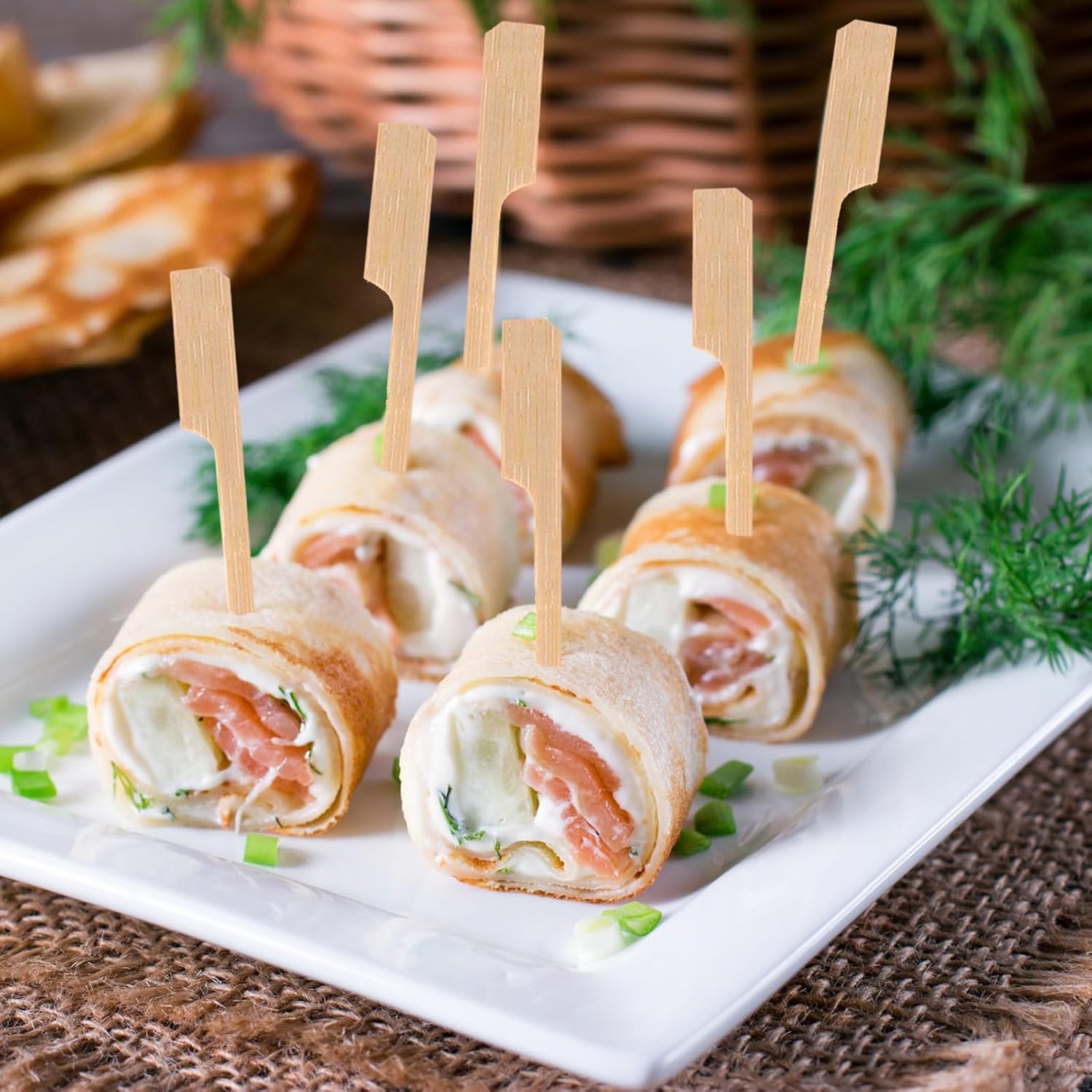 1200 PCS Bamboo Skewers for Appetizers, 3.5 Inch Toothpicks Cocktail Picks | Mini Food Sticks for Drinks, Fruit Kababs, Sausage, Barbecue Snacks, Natural Wooden Paddle Skewer, Charcuterie Accessories