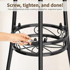 LASZOLA 3 Tier Black Metal Plant Stand for Multiple Large Planters Indoor Outdoor Organizer, Heavy Duty Tall Flower Stand for Corner Patio Bathroom Office, Modern Sturdy Vertical Iron Rack, Cat Proof