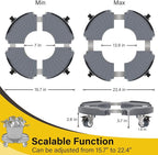 Goovilla Heavy Duty Plant Stand with Wheels - 1Pack Adjustable 15-22 Plant Caddy with Lockable Caster Wheels 440LBS, Rolling Stand/Dolly for Indoor/Outdoor Large Planters, Flower Pots, Gray