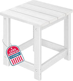 LZRS Adirondack Square Outdoor Side Table for Patio, Pool Composite Patio Table,HDPE End Tables for Backyard,Pool, Indoor Companion, Easy Maintenance & Weather Resistant(White)