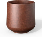 Kante 15.3" Dia Round Concrete Planter, Outdoor Indoor Large Plant Pots Containers with Drainage Hole and Rubber Plug for Home Garden Patio, Rusty