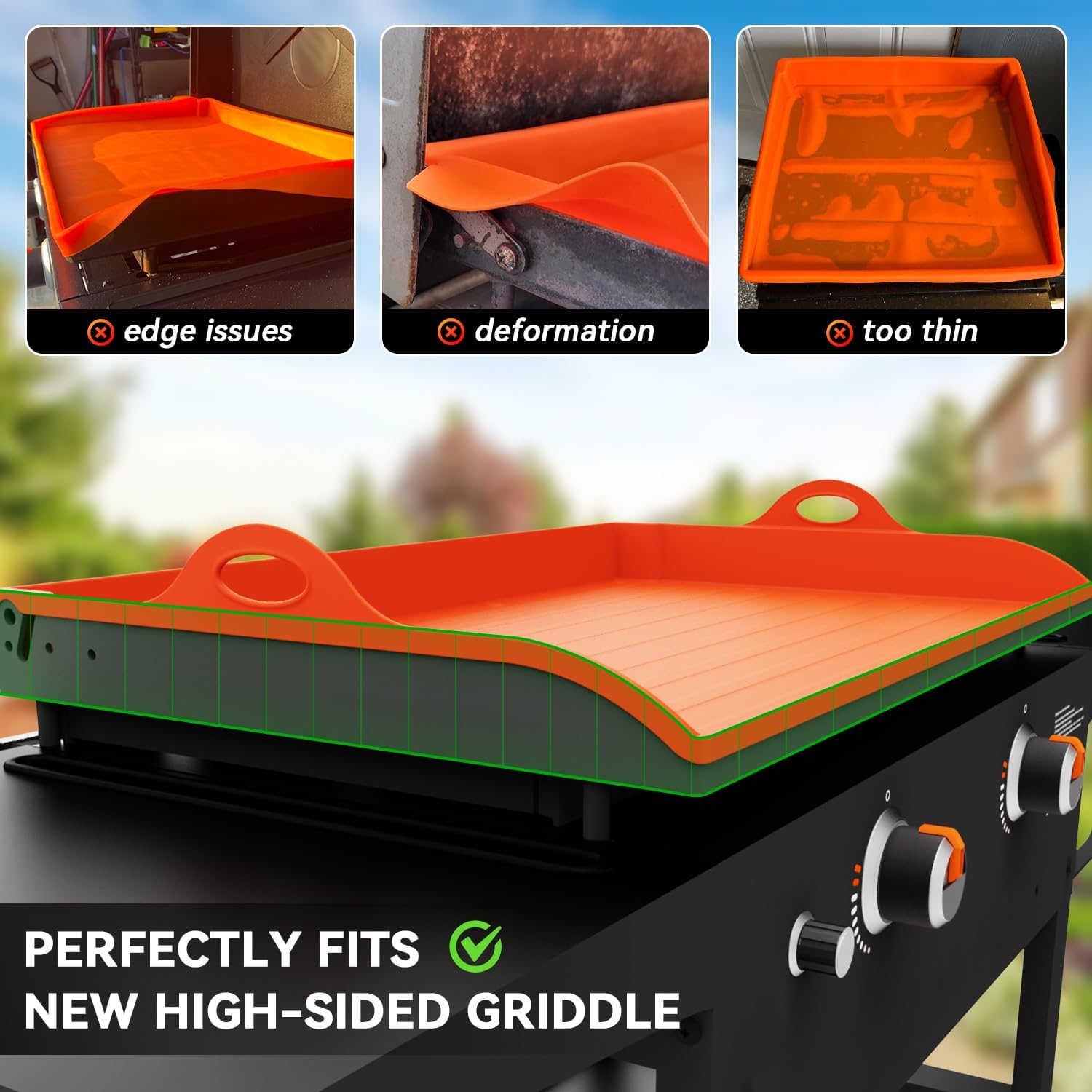 Magnetic Silicone Griddle Cover for Blackstone - 28 Inch Silicone Grill Mat Upgraded Heavy Duty Omnivore Griddle Top Cover for Blackstone Accessories, Protect Grill from Rust & Dirt (Orange 28 inch)