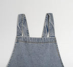 Denim Cotton Canvas Cross Back Aprons Solid Color Shop Kitchen Garden Square Smock for Women Girls with Pockets