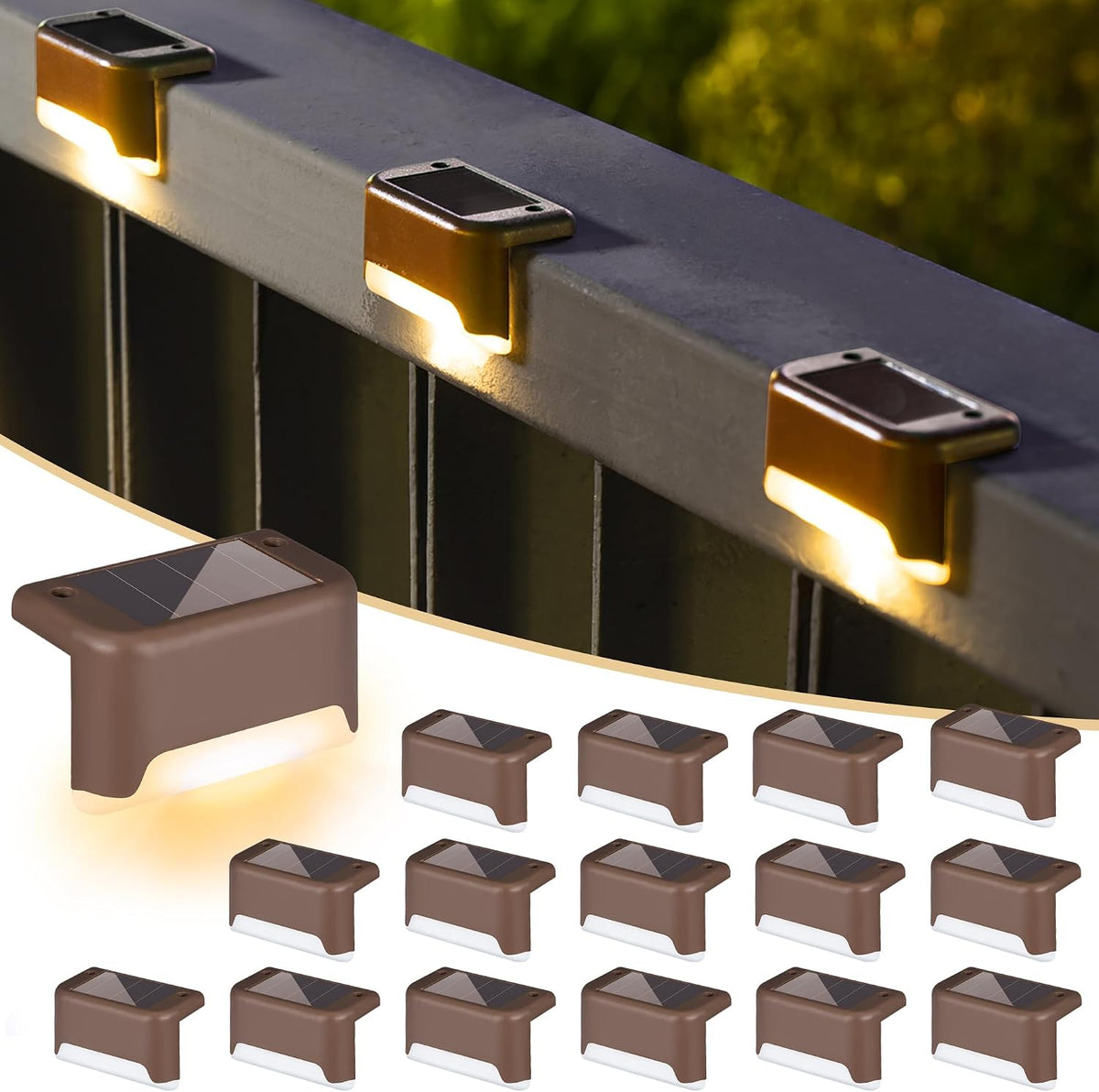 solpex solar deck lights outdoor 16 pack,step light, main product view
