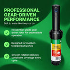 Rain Bird 5000 Heavy Duty Simple Adjust Gear Driven Rotor Sprinkler Head | 4-Pack, 3/4 inch Inlet - Water Efficient 4 inch Pop Up Lawn Sprinkler, Adjustable 40 - 360 Degree Arc and 25 - 50 ft Radius