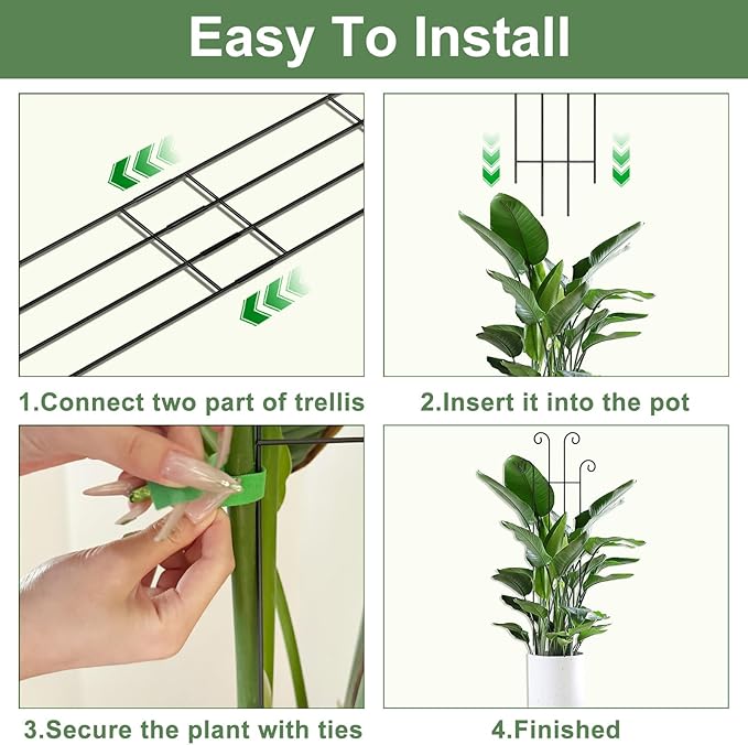 32.6in Tall Plant Trellis Indoor, Metal Garden Trellis for Climbing Plants, Expandable Trellis for Potted Plants for Ivy Pothos Hoya Monstera, 2 Pack