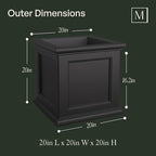 Mayne Fairfield 20-Inch Square Planter – Self-Watering, Weather-Resistant Planter for Flowers – Durable Outdoor Design for Patio, Porch, or Entryway, Graphite Grey