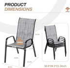 TLSUNNY Patio Chairs, Stackable Textilene Outdoor Dining Furniture for All Weather, with 17.7″ Wide Seat & Metal Frame, for Garden, Backyard, Deck, Restaurant, Poolside (8, Grey, 26.4″)