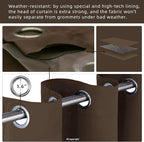 Water Proof Outside Curtains with Grommet Top for Porch, Thermal Insulated Washable Light Block Outdoor Divider Drapes for Patio Gazebo Deck Pool Area Pergola Cabana (W84 x L120, Brown, 2 Panels)