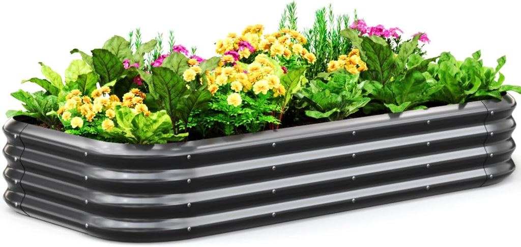 quictent galvanized oval raised garden bed kit, 6x3x1, main product view