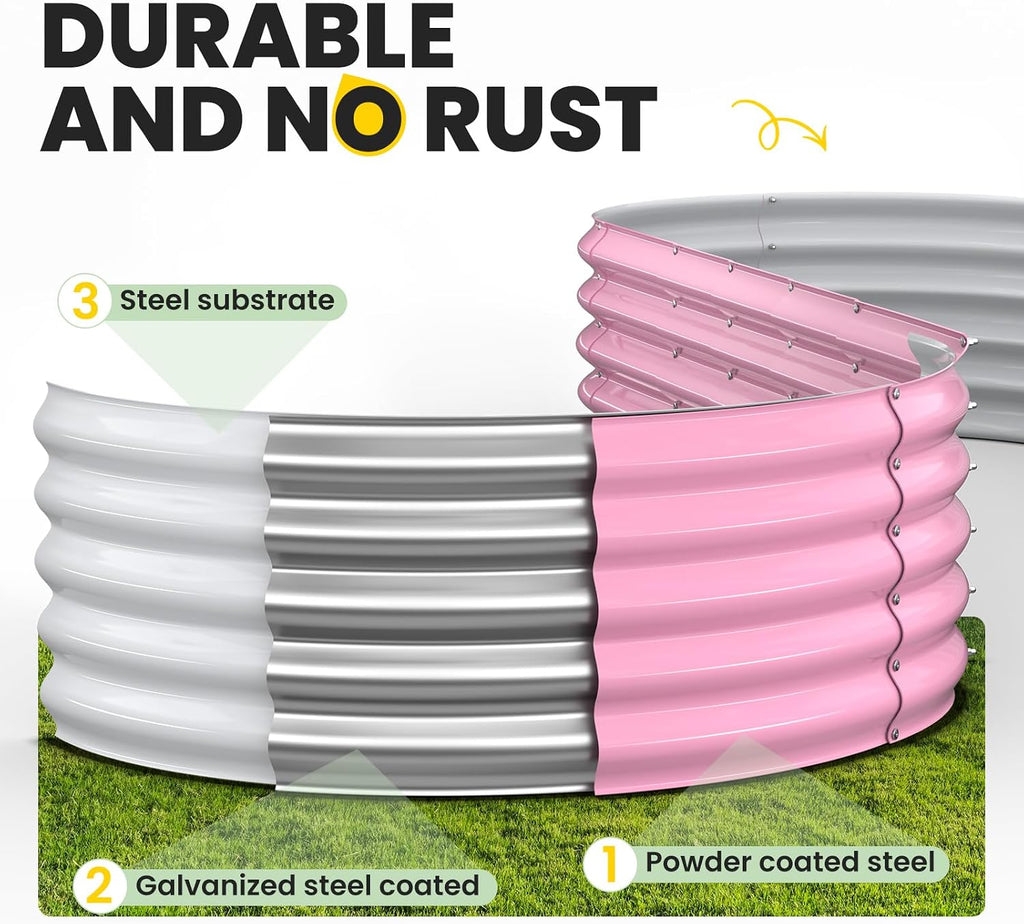 pattiumo galvanized raised garden bed 8x2x1.5 ft, oval, package contents