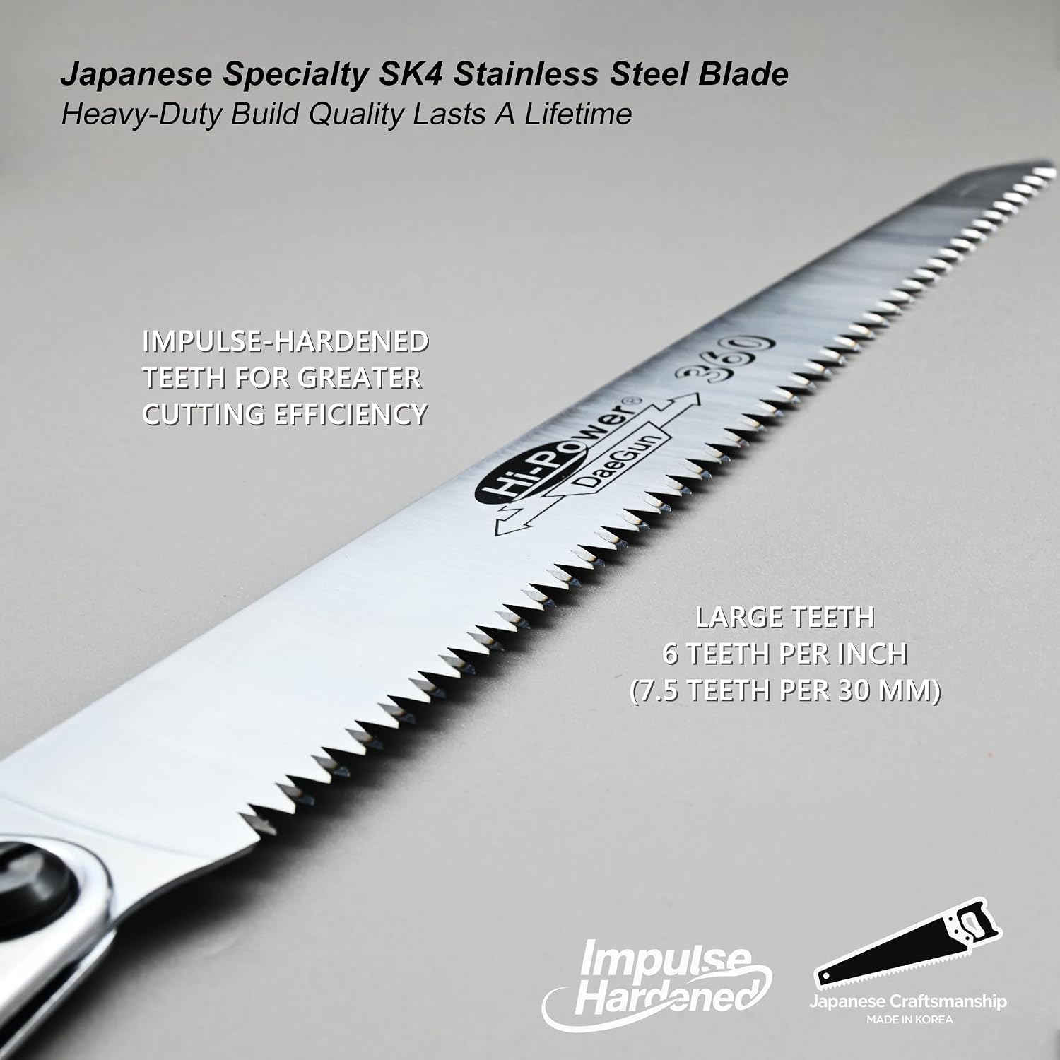 TONMA 14" Professional Folding Hand Saw Made in Korea, Large Teeth, TDE-637 | Japanese Plating Impulse Hardened Stainless Blade, Pruning Hand Saw for Wood Cutting, Outdoor Camping, Garden Woodworking