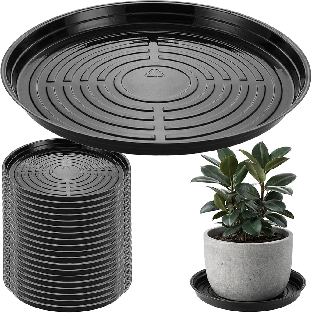 20 packs 20 inches extra-large black plant saucers, main product view
