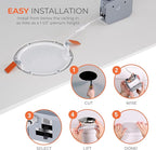 HALO HLB 6 inch LED Recessed Lighting Canless Dimmable Wet Location Selectable Lumens and Selectable Color 27/30/35/40/5000K 4-Pack Indoor Outdoor Soffit Ceiling Lights HLB6LSFS5-4PK