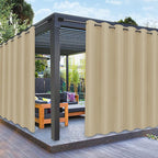 PureFit Outdoor Curtains for Patio Waterproof Weatherproof, UV Resistant Outside Curtains for Gazebo, Front Porch, Pergola, Sun Blocking Privacy Curtain, 100W x 108L inch, 1 Panel, Beige