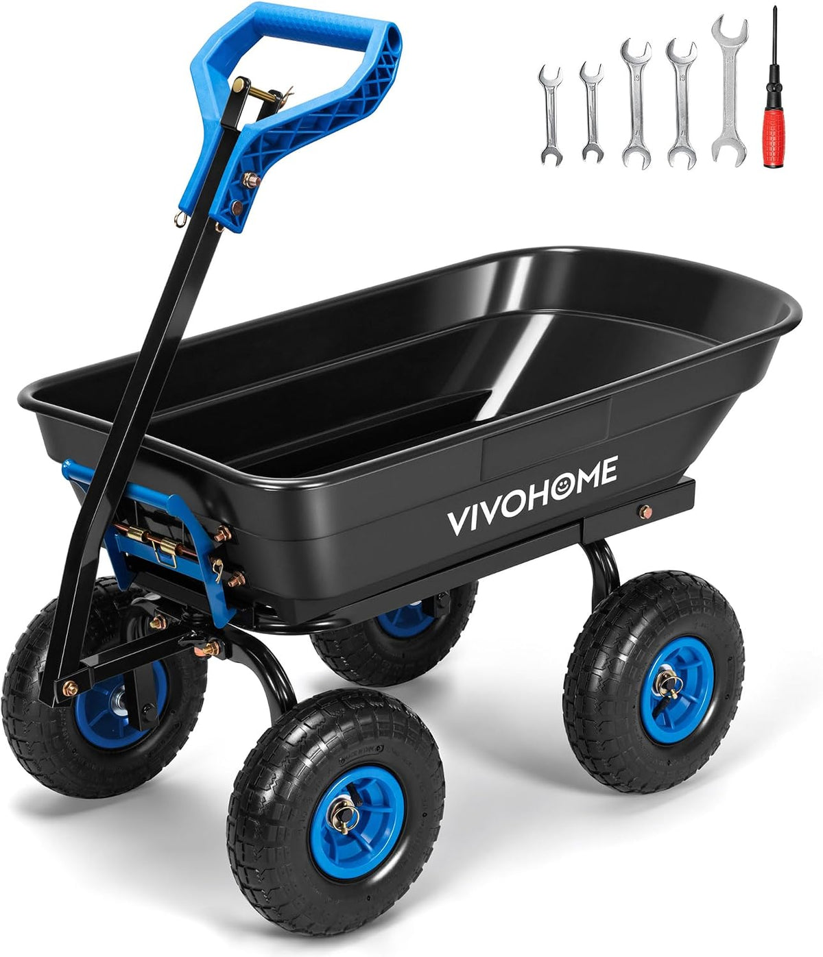 vivohome 660lbs wheelbarrow dump garden cart with 2-in-1, main product view