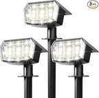 Solar Lights Outdoor Waterproof IP65, 63 LED 3 Lighting Modes Solar Powered Yard Garden Spot Lights for Outside Landscape- 3 Pack (Cool White)