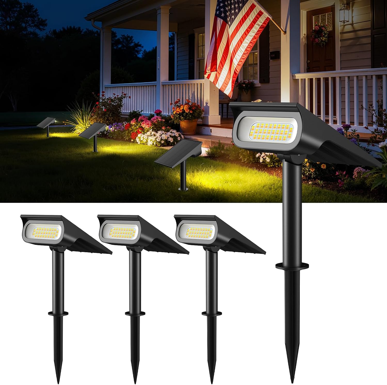 Lightonight Solar Spot Lights Outdoor 4 Pack | 3 Color Temperatures, Remote Control Landscape Spotlights for Tree, Garden, Pathway, House, Yard, Driveway