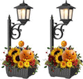 2 Pack 2-in-1 Outdoor Flower Pots, Solar Post Lamps Waterproof, Solar Lamp Post Lights, Wall Mount or Freestanding, Outdoor Decorative Lamp for Garden, Patio, Front Porch, Back Door, Warm White