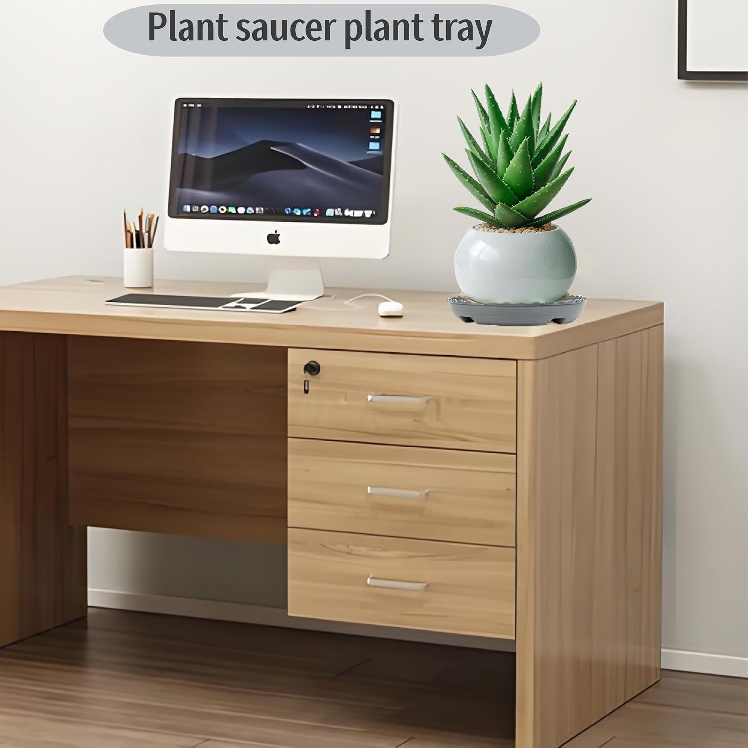 Prettyia Plant Saucer Plant Pot Tray and Plant drip Tray Plant Pot Saucers | Plant Saucers for Indoors and outdoors6 8 10 12 14inch,Plastic Plant Tray Heavy Duty Large Plant Tray Grey