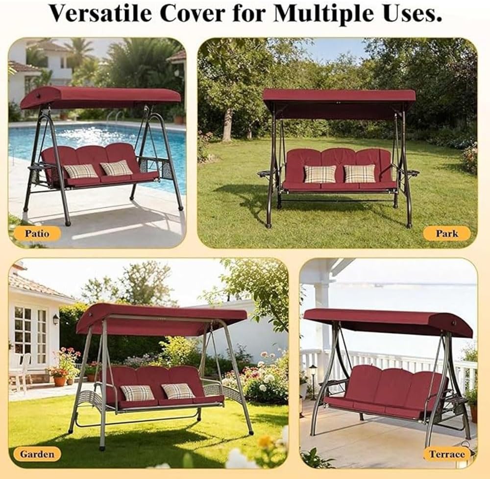 Patio Swing Chair Replacement Canopy Universal Porch Swing Canopy Replacement Cover, Waterproof Garden Swing Canopy for Yard Balcony Poolside(Green,64x45x8in(164x114x20cm))
