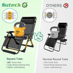 Suteck Oversized Zero Gravity Chair, 29In XL Outdoor Recliner Chair w/Removable Cushion&Headrest, Camping Lounge Chair w/Upgraded Lock&Footrest, Reclining Patio Chairs for Indoor Outdoor,500LBS